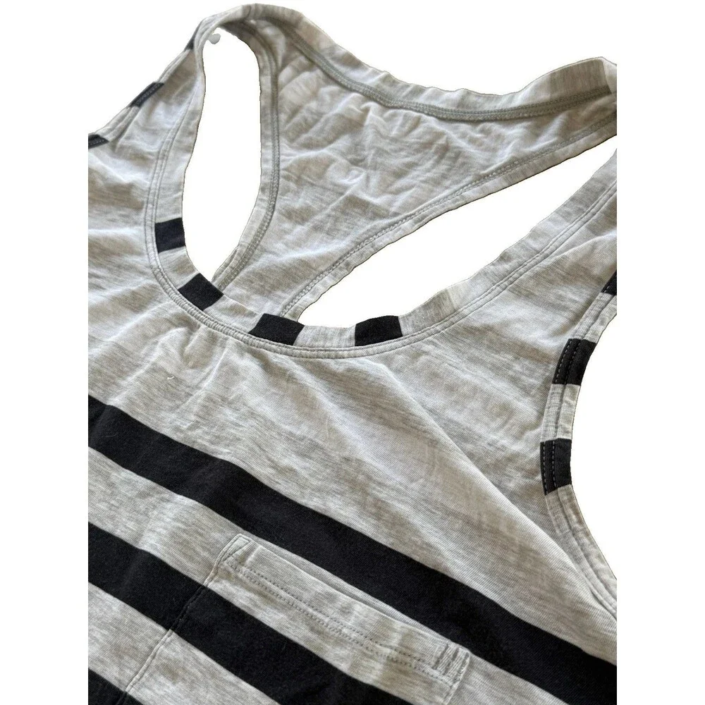 Lululemon Striped tank top Women Sz M/L  Grey BLK Mini Modern Activewear EUC